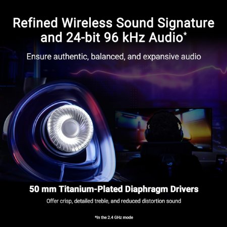 ASUS A701 ROG Delta II Wireless Gaming Headset with Detachable Mic - Tri-Mode (BT, 2.4GHz, 3.5mm), Black