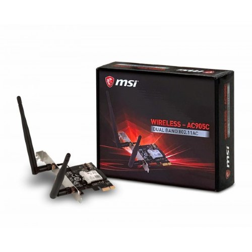 MSI Wireless AC905C Dual Band 802.11ac Wi-Fi PCIe Card - PCIe x1 Interface - Up to 867 Mbps - 2.4 GHz / 5GHz (AC905C) ...