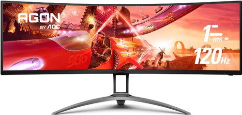 AOC 49"  (1800R) Curved VA Panel Dual QHD (5120x1440) Gaming Monitor, Resolution -16.7 Million Colors, 1ms Response, 80M:1,  550 cd/m2,  LBM/FF, 2 Displayports1.4, 2 HDMI 2.0...