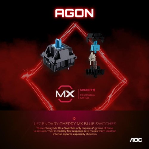 Agon Tournament-Grade RGB Gaming Mechanical Keyboard, Cherry MX Blue Switches, NKRO, Dedicated Macro & Multimedia Buttons, Light FX Sync, G-Tools Software...(AGK700)