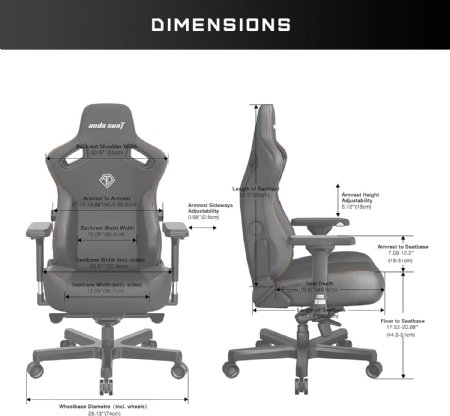 Anda Seat Kaiser 3 XL Gaming Chairs for Adults - Ergonomic Black PVC Leather Gaming Chair with Lumbar Support, Comfortable Office Seat with Neck Support - Heavy Duty Wide Gamer Seat ...