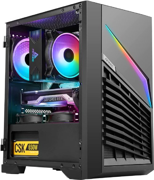 Antec Dark Phantom Series DP31 Mini-tower M-ATX Gaming PC Computer Case, Claw-shaped Air Intakes, ARGB Strip, Magnetic Tempered Glass Side Panel...