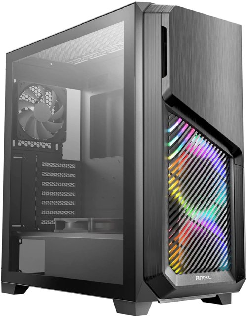 Antec Dark Phantom DP502 FLUX, Mid Tower ATX Gaming Case, Tempered Glass Side Panel, Swing Open Front Panel & LED Strips, F-LUX Platform, 3 x 120 mm ARGB,  ...