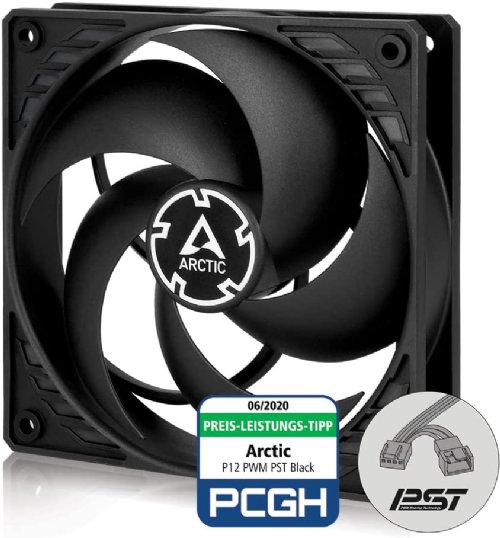 ARCTIC P12 PWM PST A-RGB (3 Pack) - 120 mm PWM Case Fan Optimized for Static Pressure, Case Fan, Semi-Passive: 200-2000 RPM, 5V 3 Pin Single Fan - Black