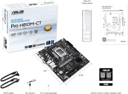 ASUS PRO H810M-CT-CSM Micro-ATX mATX Intel H810 business motherboard, Intel Core Ultra Processors (Series 2) Ready, DDR5, M.2, HDMI with enhanced security, reliability ...