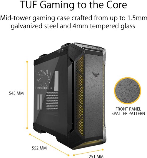 ASUS TUF Gaming GT501 Mid-Tower Computer Case for up to EATX Motherboards with USB 3.0 Front Panel, Smoked Tempered Glass, Steel Construction, and Four Case Fans...