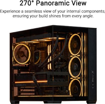 ASUS A32 PLUS TG Black Mid-Tower ATX Case - Tempered Glass, 4x Pre-installed ARGB Fans, Supports 360mm Radiator, USB 3.2 Gen 2 Type-C, 420mm GPU - NO FANS ...