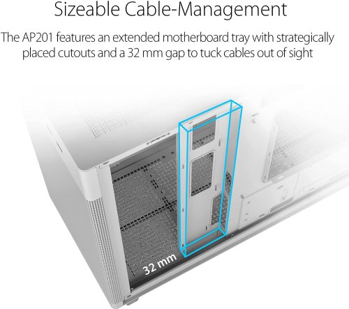 ASUS Prime AP201 33-Liter MicroATX White case with Tool-Free Side Panels and a Quasi-Filter mesh, with Support for 360 mm Coolers, Graphics Cards up to 338 mm Long...