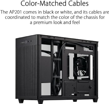 ASUS Prime AP201 Black Micro ATX PC Case Tempered Glass Edition, Supports Graphics Cards up to 338mm, 360mm Coolers, and ATX PSUs, Tool-Free Side Panels, Tempered Glass ...