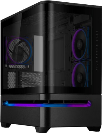 ASUS Prime AP202 ARGB Black mATX pc case with Fully Tempered Curved Glass, Supports Graphics Cards up to 420mm Long, 360mm Long radiators, Easy-Detach Rail ...