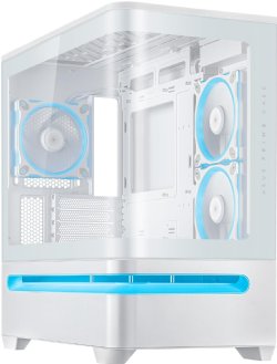 ASUS Prime AP202 ARGB White mATX pc case with Fully Tempered Curved Glass, Supports Graphics Cards up to 420mm Long, 360mm Long radiators, Easy-Detach Rail, Patented Slot Vent ...