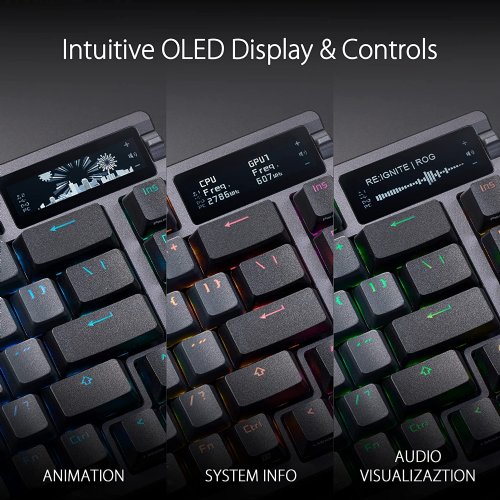 ASUS ROG Azoth 75% Wireless DIY Custom Gaming Keyboard, OLED Display, Three-Layer Dampening, Hot-Swappable ROG NX Red Switches & Keyboard Stabilizers, ABS Keycaps...