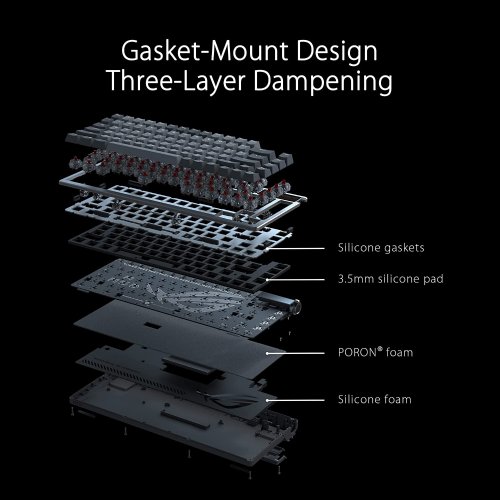 ASUS ROG Azoth 75 Wireless DIY Custom Gaming Keyboard, OLED Display, Gasket-Mount, Three-Layer Dampening, Hot-Swappable Pre-lubed ROG NX Brown Switches...