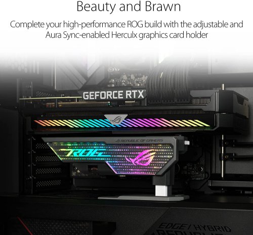 ASUS ROG Herculx Graphics Card Anti-Sag Holder Bracket (Solid Zinc Alloy Construction, Easy Toolless Installation, Included Spirit Level, Adjustable Height, Wide Compatibility...
