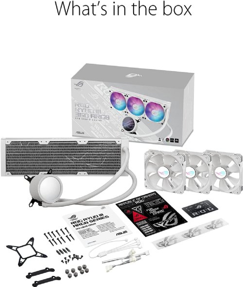 ASUS ROG RYUO III 360 ARGB White Edition All-in-one AIO Liquid CPU Cooler 360mm Radiator, Asetek 8th gen Pump Solution, Anime Matrixâ„¢ LED Display and ROG AF 12S ARGB Fan...