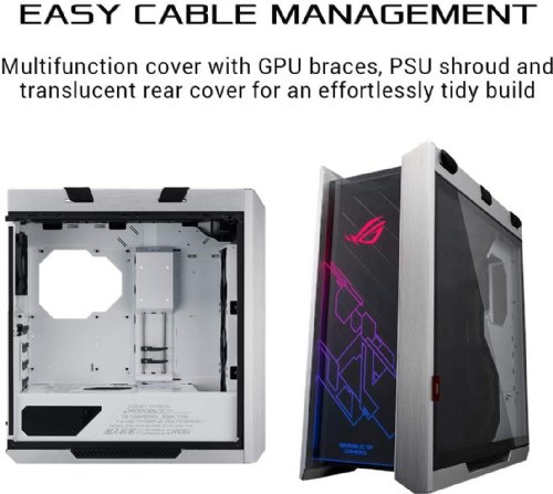 ASUS ROG Strix Helios GX601 White Edition RGB Mid-Tower Computer Case for ATX/EATX Motherboards with tempered glass, aluminum frame, GPU braces, 420mm radiator