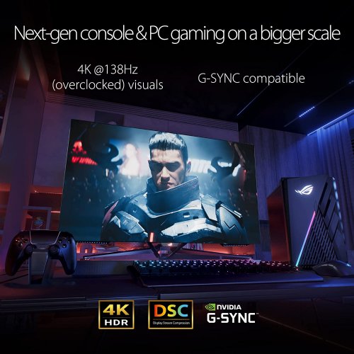 ASUS ROG Swift 41.5" 4K OLED Gaming Monitor UHD (3840 x 2160), 138Hz, 0.1ms, HDMI2.1, True 10 bit, DCI-P3 98%, G-SYNC Compatible, DisplayPort, USB, Console Ready...