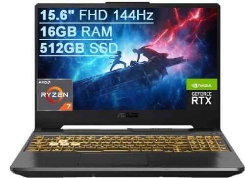 ASUS TUF Gaming A15 15.6" FHD (1920 x 1080) Gaming Laptop, Eclipse Gray, AMD Ryzen 7 4800H 2.9 GHz, 16GB DDR4, 512GB PCIe SSD,  NVIDIA GeForce RTX 3050 4GB GDDR6...