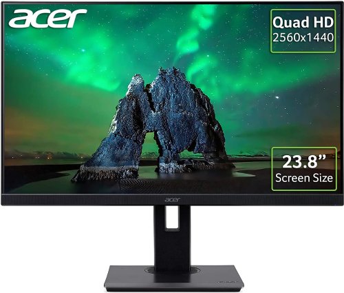 Acer B247YU bmiipprx 23.8" IPS Monitor - 2560x1440 - 75Hz Refresh Rate - 4ms GTG - Adaptive-Sync - Built-in 2W Speakers - 2x HDMI - DisplayPort 1.2 - Mini-DisplayPort..