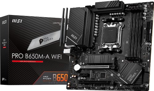 MSI PRO B650M-A WIFI, AMD B650, Micro ATTX, AM5, Supports AMD Ryzen 7000 Series Desktop Processor, 170W, DDR5, Max. Memory 128GB, HDMI, Display Port...