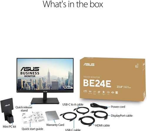 ASUS 24" 1080P Full HD IPS Multi-Touch Monitor, 10-Point Touch, IPS, Eye Care, USB-C with Power Delivery, HDMI, Displayport Daisy Chain, Height Adjustable, Vesa Wall Mountable...