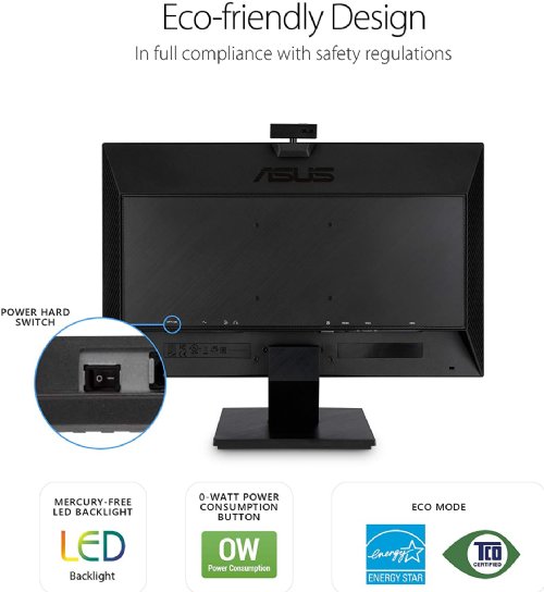 ASUS  23.8" Business Video Conference Monitor with Webcam, 1080P Full HD IPS, Eye Care, DisplayPort HDMI, Frameless, Built-in Adjustable 2MP Webcam, Mic Array, Stereo Speaker...