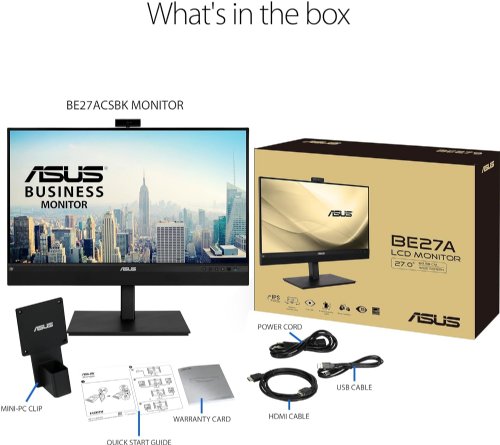 ASUS  27 1440P Video Conference Monitor  - QHD (2560 x 1440), IPS, Built-in 2MP Webcam, Mic Array, Speakers, Eye Care, Wall Mountable, Noise-canceling, USB-C, HDMI, Zoom Certified...