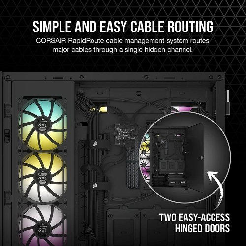 Corsair 7000D Airflow Full-Tower ATX PC Case, 140mm AirGuide fans and PWM fan repeater, RapidRoute cable management system makes it simple and fast, Black...(CC-9011218-WW)