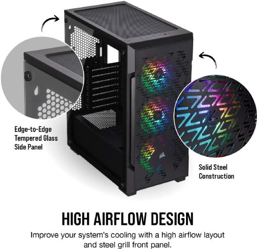 Corsair iCUE 220T RGB Airflow Tempered Glass Mid-Tower Smart Case, Out of the box with Corsair iCUE software, Black...(CC-9011173-WW)