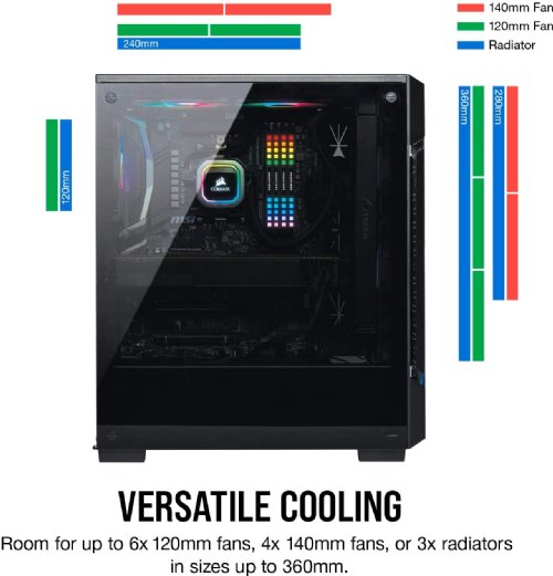 Corsair iCUE 220T RGB Airflow Tempered Glass Mid-Tower Smart Case, Out of the box with Corsair iCUE software, Black...(CC-9011173-WW)