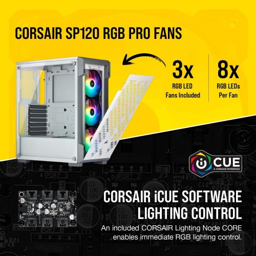 Corsair iCUE 220T RGB Airflow Tempered Glass Mid-Tower, Out of the box with Corsair iCUE software, White ...(CC-9011174-WW)