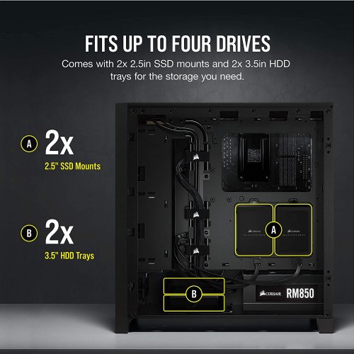 Corsair 4000D Airflow Tempered Glass Mid-Tower ATX Case, RapidRoute cable management system, Black...(CC-9011200-WW) 