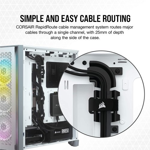 Corsair 4000D Airflow Tempered Glass Mid-Tower ATX Case, RapidRoute cable management system, White...(CC-9011201-WW)