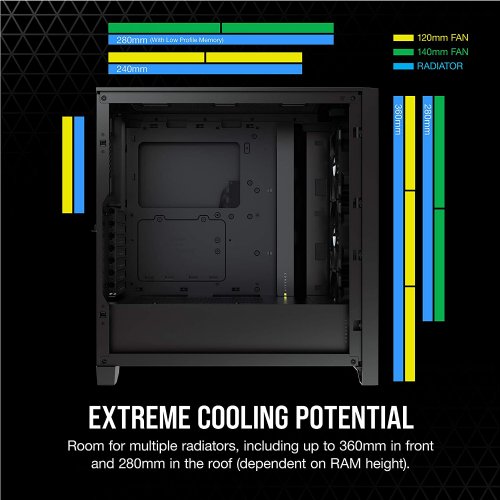 Corsair ICUE 4000X RGB Mid-Tower ATX Case, RapidRoute cable management system makes it simple and fast, Black...(CC-9011204-WW)