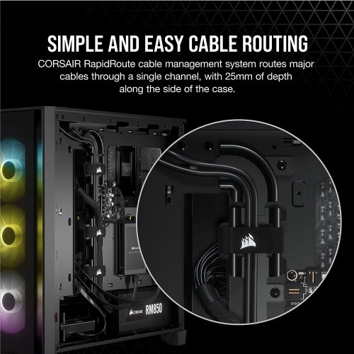 Corsair ICUE 4000X RGB Mid-Tower ATX Case, RapidRoute cable management system makes it simple and fast, Black...(CC-9011204-WW)