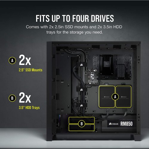 Corsair ICUE 4000X RGB Mid-Tower ATX Case, RapidRoute cable management system makes it simple and fast, Black...(CC-9011204-WW)