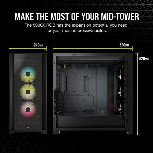 Corsair iCUE 7000X RGB Full Tower ATX PC Case, Tempered Glass, RapidRoute cable management system makes it simple and fast, Black, 2 Year Warranty...(CC-9011226-WW)