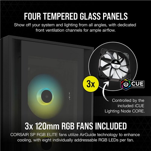 Corsair iCUE 5000X RGB Tempered Glass Mid-Tower ATX PC Smart Case, RapidRoute cable management system makes it simple and fast, Black...(CC-9011218-WW)