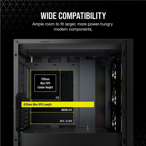 Corsair iCUE 5000X RGB Tempered Glass Mid-Tower ATX PC Smart Case, RapidRoute cable management system makes it simple and fast, Black...(CC-9011218-WW)