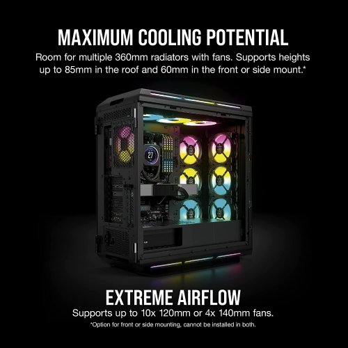 Corsair iCUE 5000T RGB Mid-Tower ATX PC Case, 208 Individually Addressable RGB LEDs, Fits Multiple 360mm Radiators, Easy Cable Management System, Black...(CC-9011230-WW)