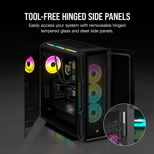 Corsair iCUE 5000T RGB Mid-Tower ATX PC Case, 208 Individually Addressable RGB LEDs, Fits Multiple 360mm Radiators, Easy Cable Management System, Black...(CC-9011230-WW)