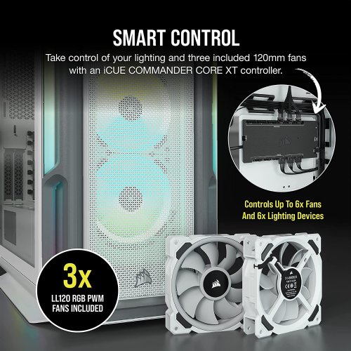 Corsair iCUE 5000T RGB Mid-Tower ATX PC Case, 208 Individually Addressable RGB LEDs, Fits Multiple 360mm Radiators, Easy Cable Management System, White...(CC-9011231-WW)