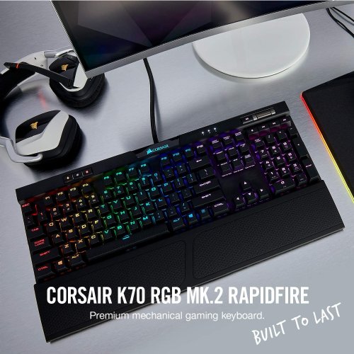 Corsair K70 RGB MK.2 RAPIDFIRE Mechanical Gaming Keyboard, Backlit RGB LED, Cherry MX Speed, RAPIDFIRE advantage CHERRY MX Speed mechanical key...(CH-9109014-NA)