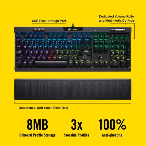 Corsair K70 RGB MK.2 RAPIDFIRE Mechanical Gaming Keyboard, Backlit RGB LED, Cherry MX Speed, RAPIDFIRE advantage CHERRY MX Speed mechanical key...(CH-9109014-NA)