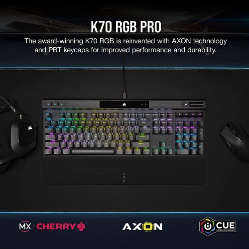 Corsair K70 RGB PRO Wired Mechanical Gaming Keyboard (CHERRY MX RGB Speed Switches: Linear and Rapid, 8,000Hz Hyper-Polling, PBT DOUBLE-SHOT PRO Keycaps...