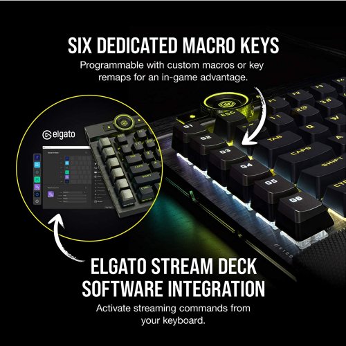 Corsair K100 RGB Mechanical Gaming Keyboard - CHERRY MX SPEED RGB Silver Keyswitches - AXON Hyper-Processing Technology for 4x Faster Throughput - 44-Zone...