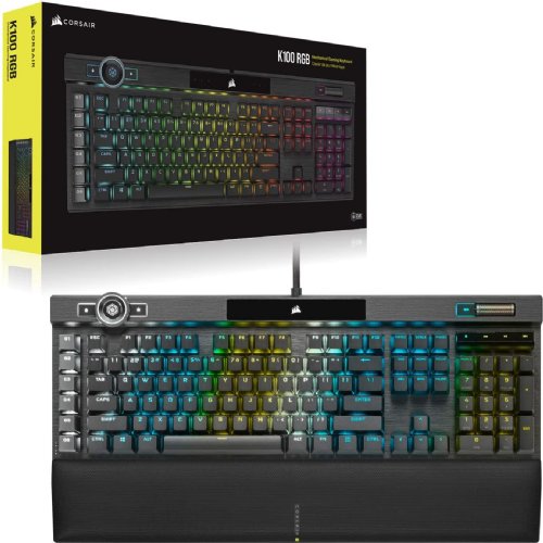 Corsair K100 RGB Mechanical Gaming Keyboard - CHERRY MX SPEED RGB Silver Keyswitches - AXON Hyper-Processing Technology for 4x Faster Throughput - 44-Zone...