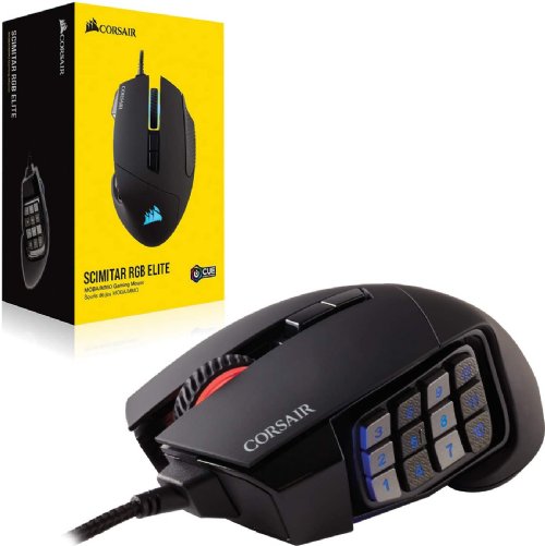 Corsair Scimitar RGB Elite, MOBA/MMO Gaming Mouse, Black, Backlit RBG LED, 18000 DPI, Opitcal...(CH-9304211-NA)