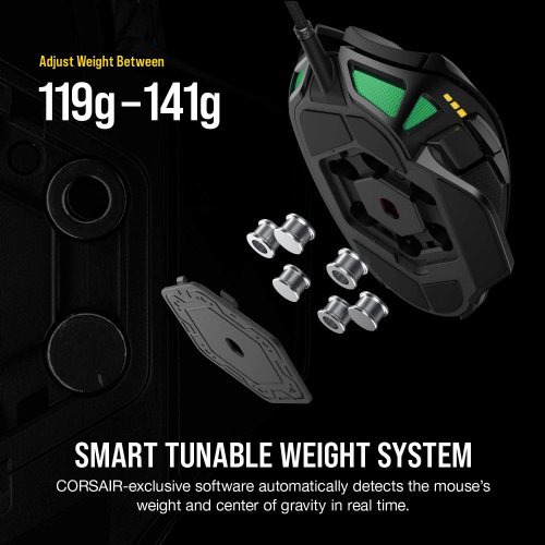 Corsair Nightsword RGB, Performance Tunable FPS/MOBA Gaming Mouse, Black, Backlit RGB LED, 18000 DPI, Optical, (NA version)...(CH-9306011-NA)