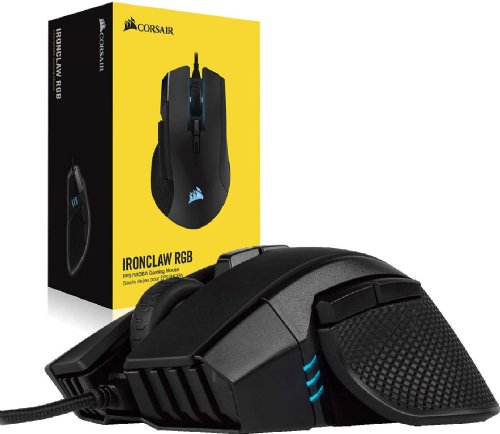 Corsair IRONCLAW RGB, FPower Supply/MOBA Gaming Mouse, Black, Backlit RGB LED, 18000 DPI, Optical,2 years...(CH-9307011-NA)